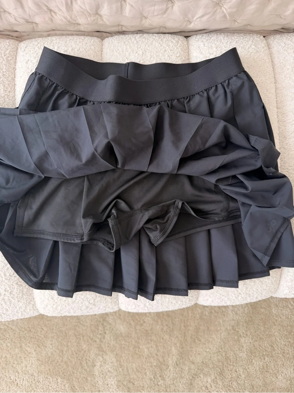 ALO Yoga Black Pleated Skater Skirt